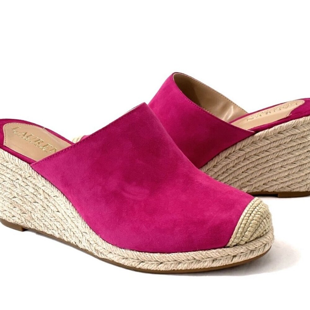 Lauren Ralph Lauren Pennie Wedge Espadrilles Never Worn Hot Pink Size 8.5